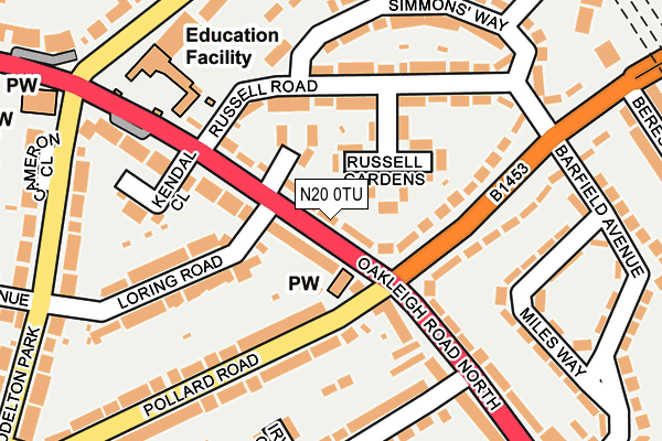 N20 0TU map - OS OpenMap – Local (Ordnance Survey)