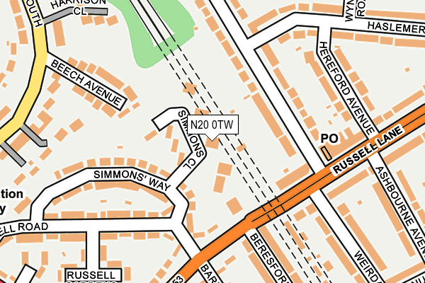 N20 0TW map - OS OpenMap – Local (Ordnance Survey)