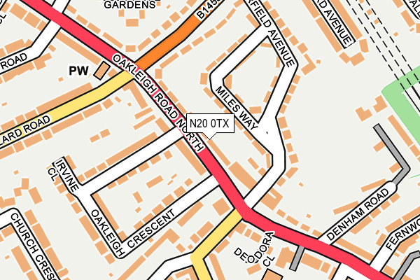 N20 0TX map - OS OpenMap – Local (Ordnance Survey)