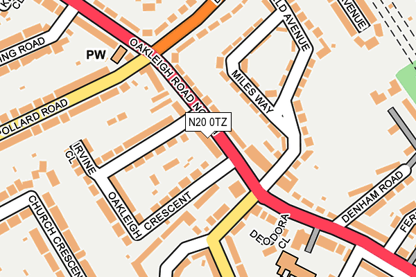 N20 0TZ map - OS OpenMap – Local (Ordnance Survey)