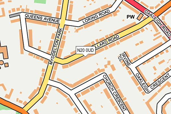 N20 0UD map - OS OpenMap – Local (Ordnance Survey)