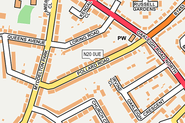 N20 0UE map - OS OpenMap – Local (Ordnance Survey)