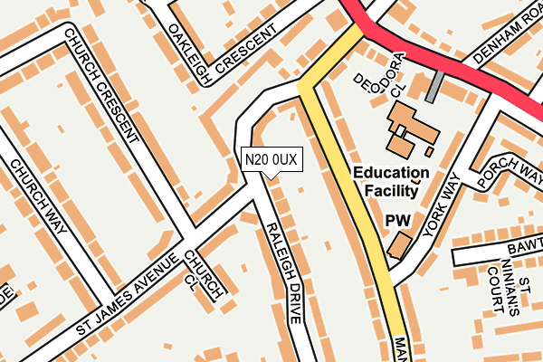 N20 0UX map - OS OpenMap – Local (Ordnance Survey)