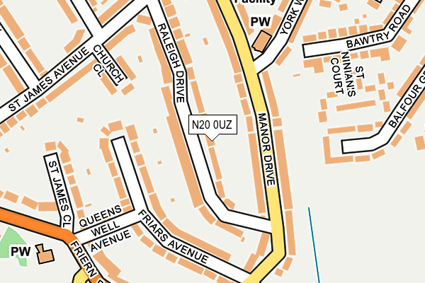 N20 0UZ map - OS OpenMap – Local (Ordnance Survey)