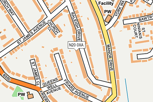 N20 0XA map - OS OpenMap – Local (Ordnance Survey)