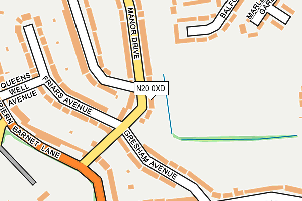 N20 0XD map - OS OpenMap – Local (Ordnance Survey)