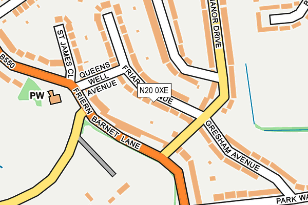 N20 0XE map - OS OpenMap – Local (Ordnance Survey)