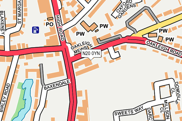 N20 0YN map - OS OpenMap – Local (Ordnance Survey)