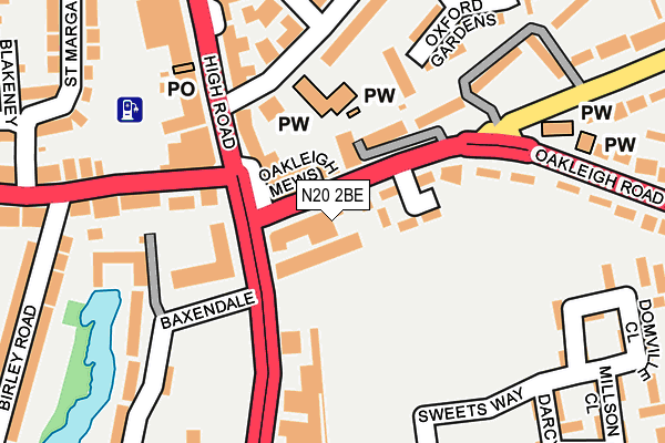 N20 2BE map - OS OpenMap – Local (Ordnance Survey)