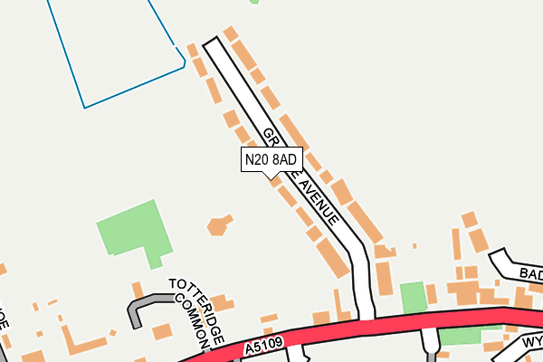 N20 8AD map - OS OpenMap – Local (Ordnance Survey)