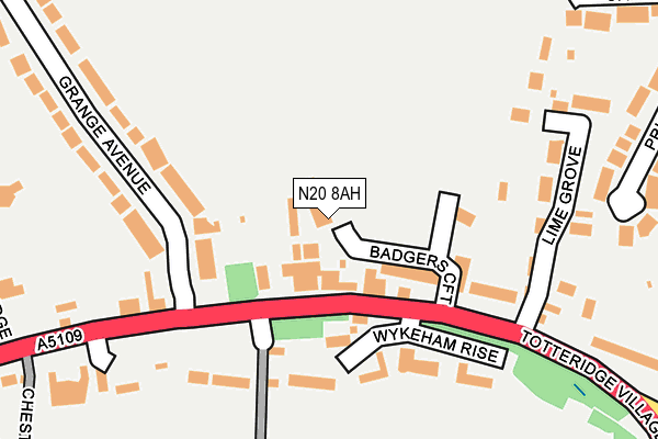 N20 8AH map - OS OpenMap – Local (Ordnance Survey)