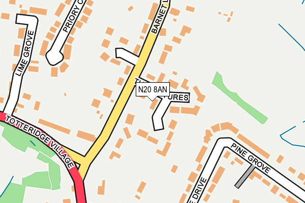 N20 8AN map - OS OpenMap – Local (Ordnance Survey)