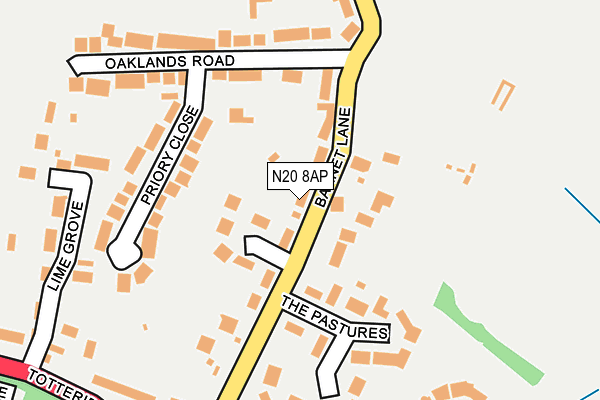 N20 8AP map - OS OpenMap – Local (Ordnance Survey)