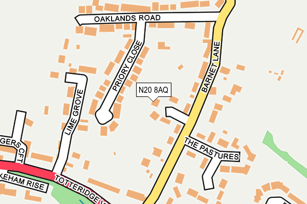 N20 8AQ map - OS OpenMap – Local (Ordnance Survey)