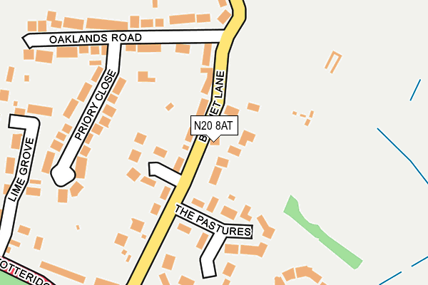 N20 8AT map - OS OpenMap – Local (Ordnance Survey)