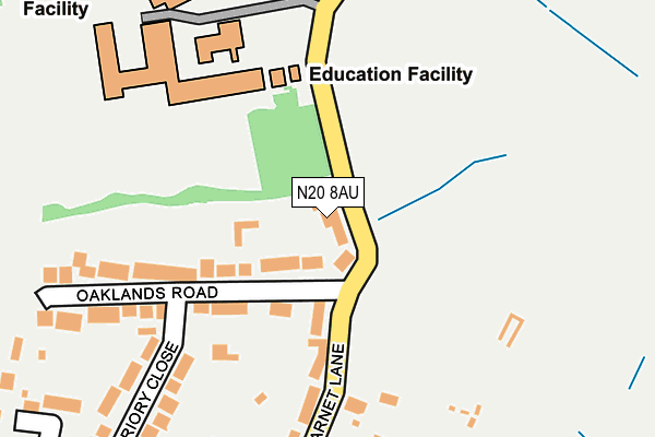 N20 8AU map - OS OpenMap – Local (Ordnance Survey)