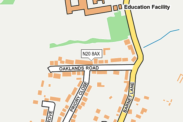 N20 8AX map - OS OpenMap – Local (Ordnance Survey)