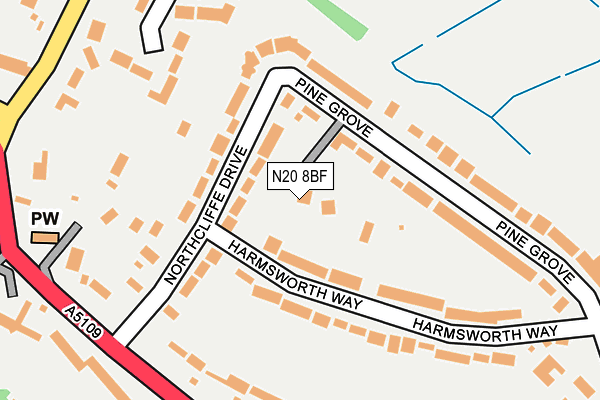 N20 8BF map - OS OpenMap – Local (Ordnance Survey)