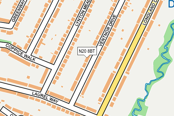 N20 8BT map - OS OpenMap – Local (Ordnance Survey)