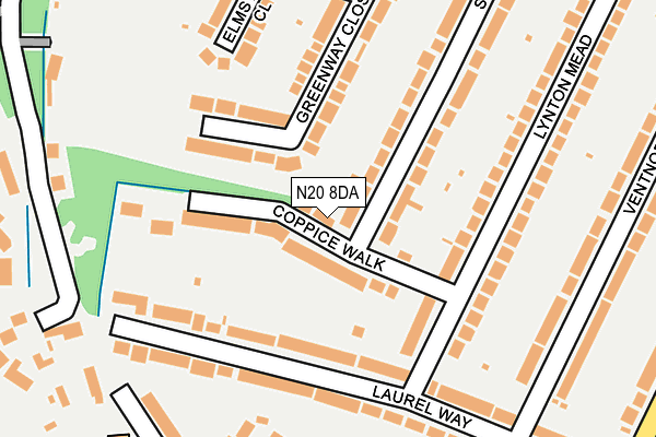 N20 8DA map - OS OpenMap – Local (Ordnance Survey)