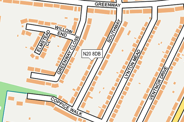 N20 8DB map - OS OpenMap – Local (Ordnance Survey)