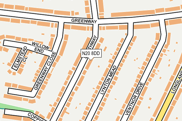 N20 8DD map - OS OpenMap – Local (Ordnance Survey)