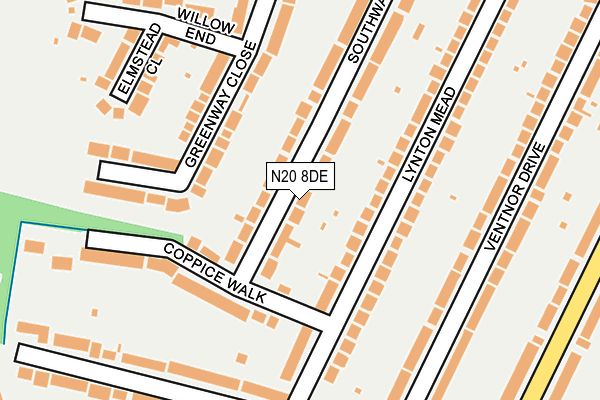 N20 8DE map - OS OpenMap – Local (Ordnance Survey)