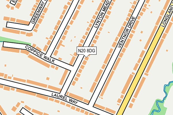 N20 8DG map - OS OpenMap – Local (Ordnance Survey)
