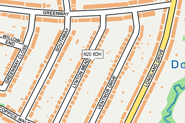 N20 8DH map - OS OpenMap – Local (Ordnance Survey)
