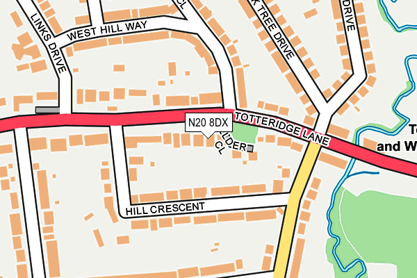 N20 8DX map - OS OpenMap – Local (Ordnance Survey)