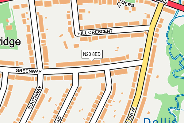 N20 8ED map - OS OpenMap – Local (Ordnance Survey)