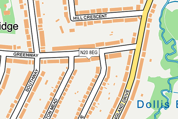 N20 8EG map - OS OpenMap – Local (Ordnance Survey)