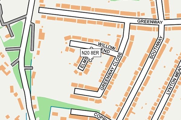 N20 8ER map - OS OpenMap – Local (Ordnance Survey)