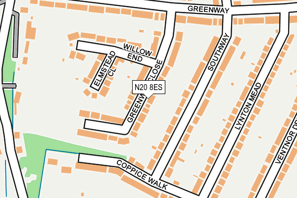 N20 8ES map - OS OpenMap – Local (Ordnance Survey)