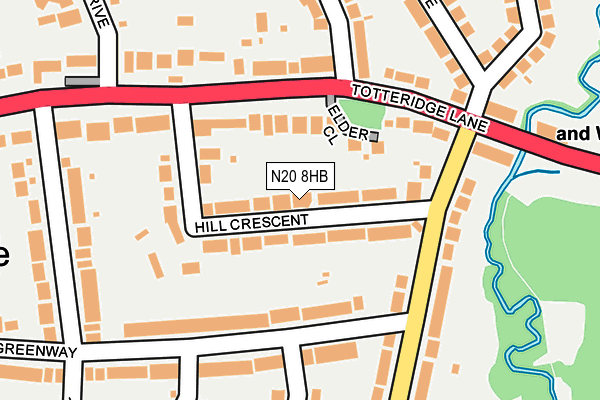 N20 8HB map - OS OpenMap – Local (Ordnance Survey)