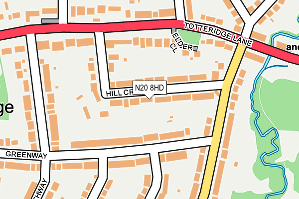 N20 8HD map - OS OpenMap – Local (Ordnance Survey)