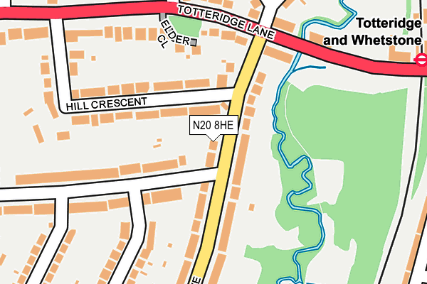 N20 8HE map - OS OpenMap – Local (Ordnance Survey)