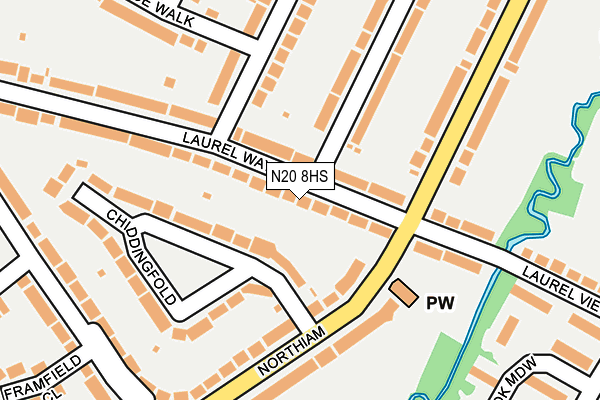 N20 8HS map - OS OpenMap – Local (Ordnance Survey)