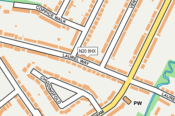 N20 8HX map - OS OpenMap – Local (Ordnance Survey)