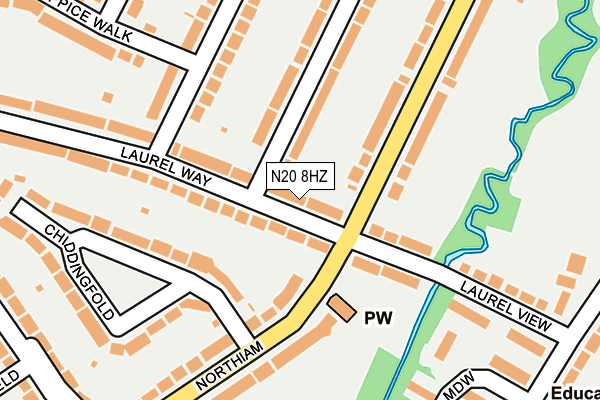 N20 8HZ map - OS OpenMap – Local (Ordnance Survey)