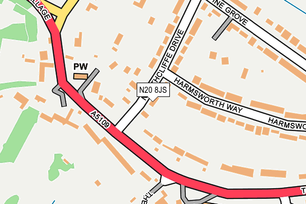 N20 8JS map - OS OpenMap – Local (Ordnance Survey)
