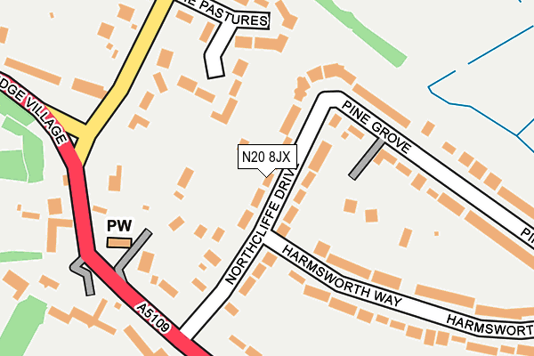 N20 8JX map - OS OpenMap – Local (Ordnance Survey)