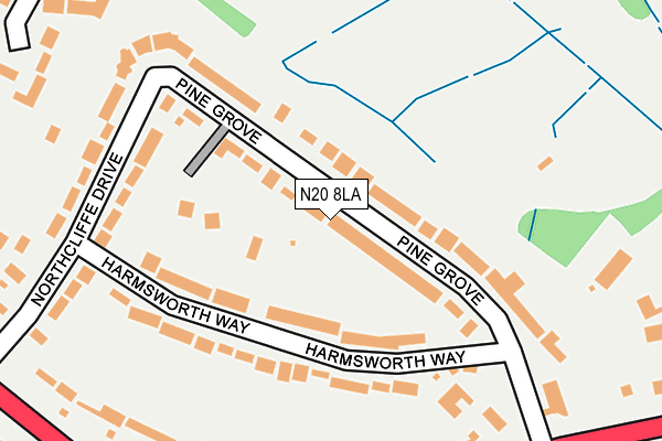 N20 8LA map - OS OpenMap – Local (Ordnance Survey)