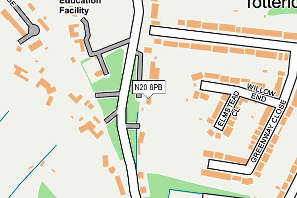 N20 8PB map - OS OpenMap – Local (Ordnance Survey)