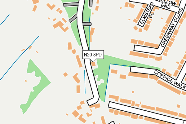 N20 8PD map - OS OpenMap – Local (Ordnance Survey)