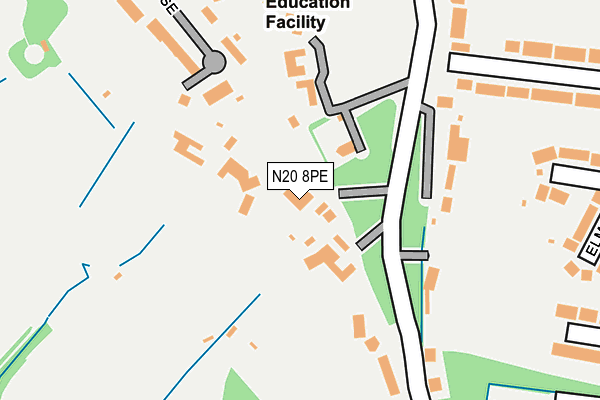 N20 8PE map - OS OpenMap – Local (Ordnance Survey)