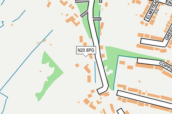 N20 8PG map - OS OpenMap – Local (Ordnance Survey)