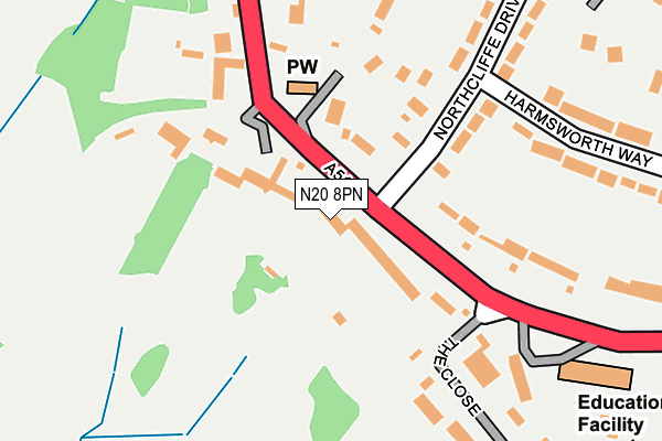 N20 8PN map - OS OpenMap – Local (Ordnance Survey)