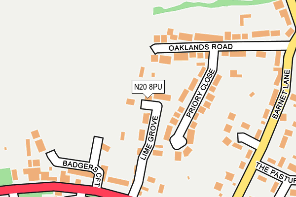 N20 8PU map - OS OpenMap – Local (Ordnance Survey)