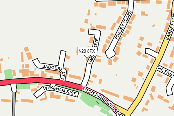 N20 8PX map - OS OpenMap – Local (Ordnance Survey)